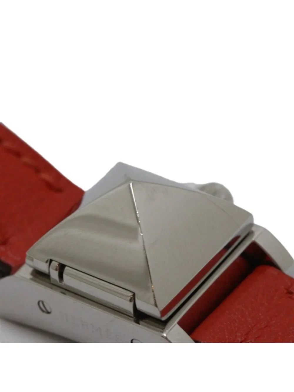 Hermes Medor Tour Watch SS Stainless Steel Leather Strap Silver Dial Quartz